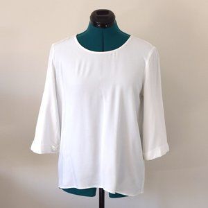 Flowy White 3/4 Sleeve Blouse